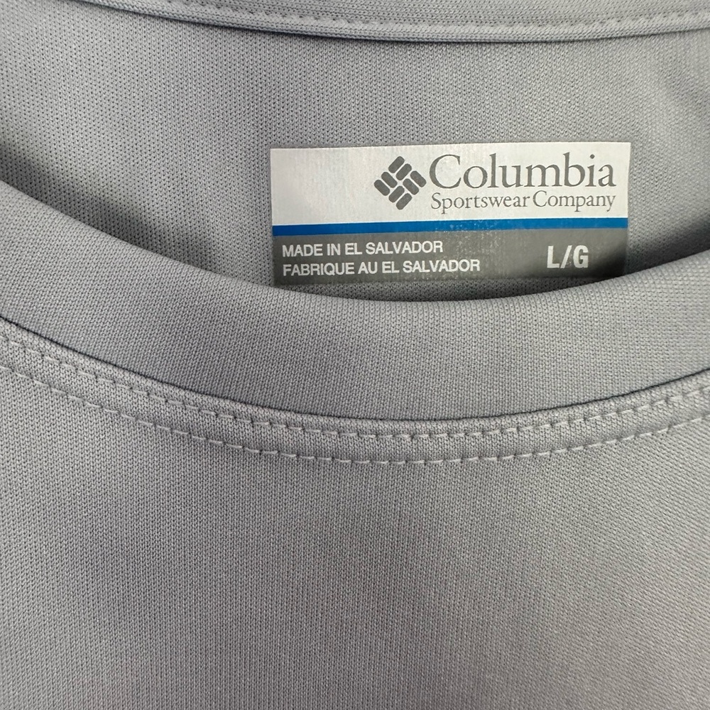 Columbia PFG Light Gray Long Sleeve Shirt with Peach Coral Logo OmniShade - Picture 8 of 8